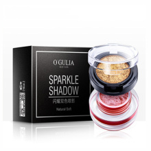 O'GULIA Private Label Eye Use Makeup Cosmetics Waterproof Shining two-color eyeshadow glitter palette Eyeshadow